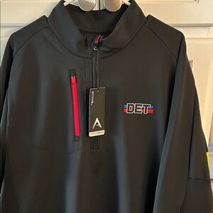 New- Antigua Men's Black Performance Detroit Pistons 3/4 zip with Red Details